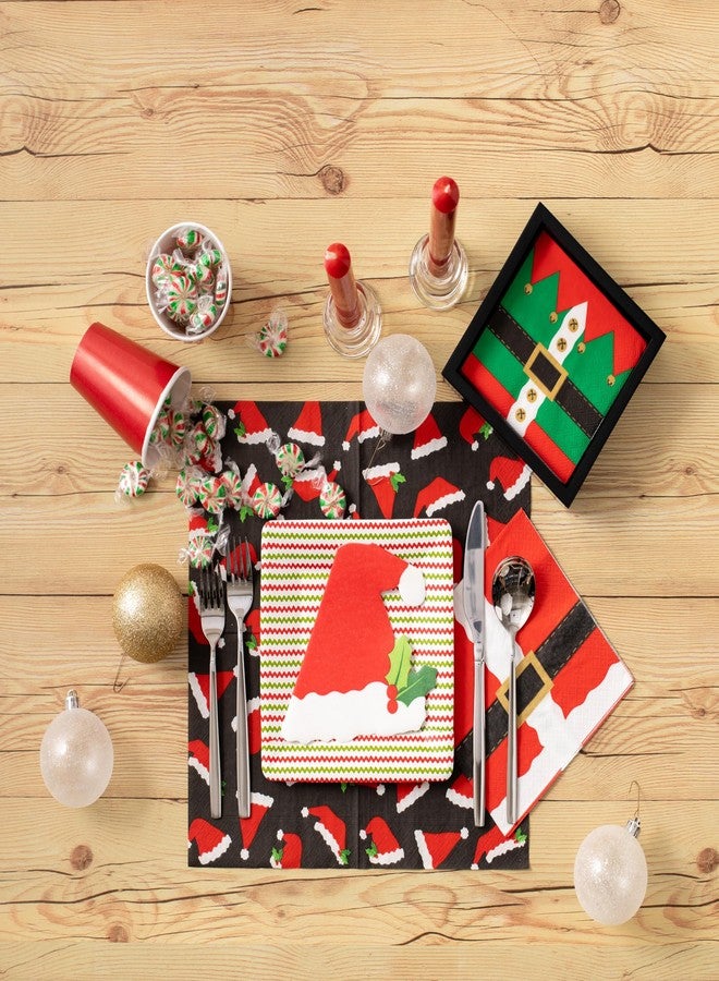 Caspari Santa Hat Die-Cut Paper Linen Party Napkins - 15 Per Package - Image 2